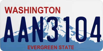 WA license plate AAN3104