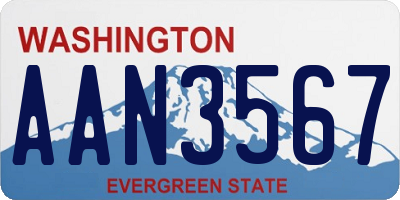 WA license plate AAN3567