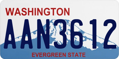 WA license plate AAN3612