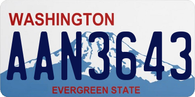 WA license plate AAN3643