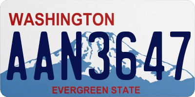 WA license plate AAN3647