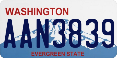 WA license plate AAN3839