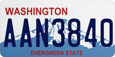 WA license plate AAN3840