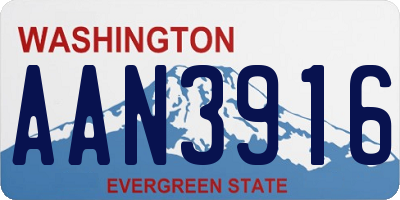 WA license plate AAN3916