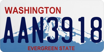 WA license plate AAN3918