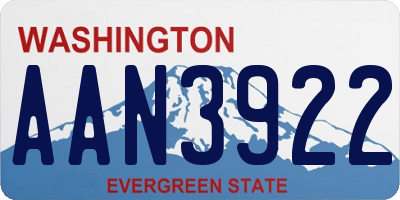 WA license plate AAN3922