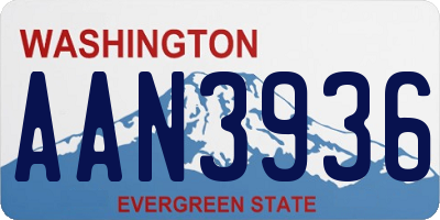 WA license plate AAN3936