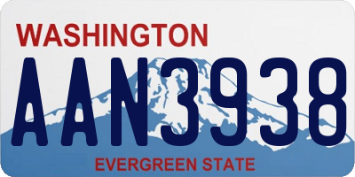 WA license plate AAN3938