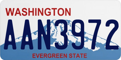 WA license plate AAN3972