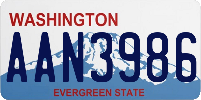 WA license plate AAN3986