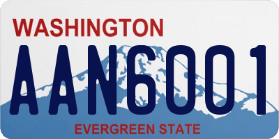 WA license plate AAN6001