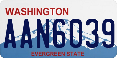 WA license plate AAN6039