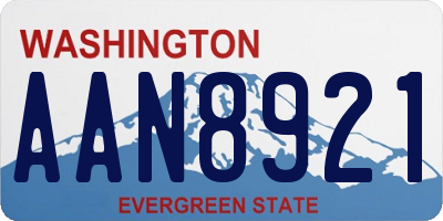 WA license plate AAN8921