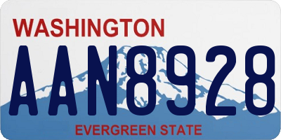 WA license plate AAN8928
