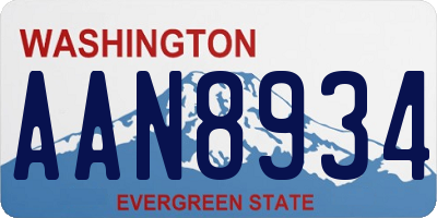 WA license plate AAN8934