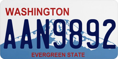 WA license plate AAN9892