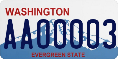 WA license plate AAO0003