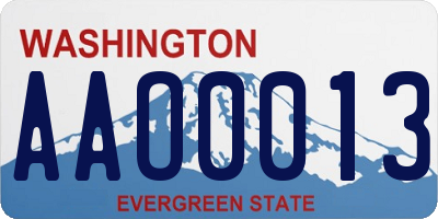 WA license plate AAO0013