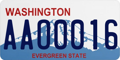 WA license plate AAO0016