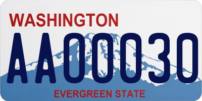 WA license plate AAO0030