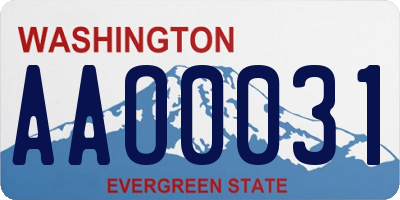 WA license plate AAO0031