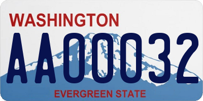 WA license plate AAO0032