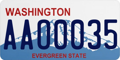WA license plate AAO0035