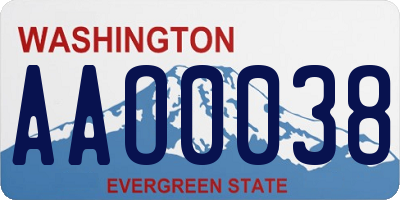 WA license plate AAO0038