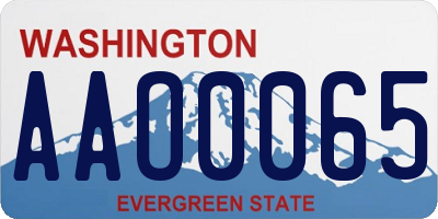 WA license plate AAO0065