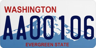 WA license plate AAO0106