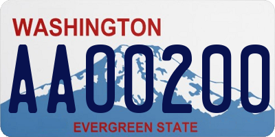 WA license plate AAO0200