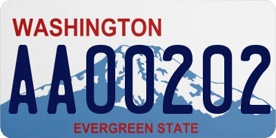 WA license plate AAO0202