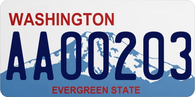 WA license plate AAO0203