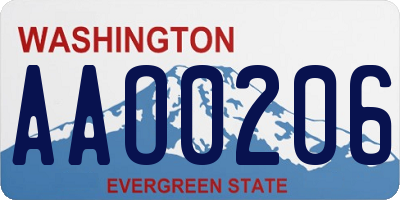 WA license plate AAO0206
