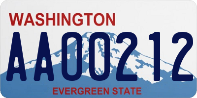 WA license plate AAO0212