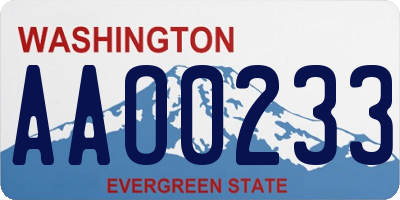 WA license plate AAO0233