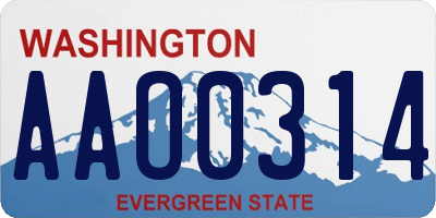 WA license plate AAO0314