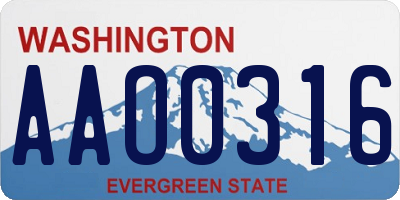 WA license plate AAO0316