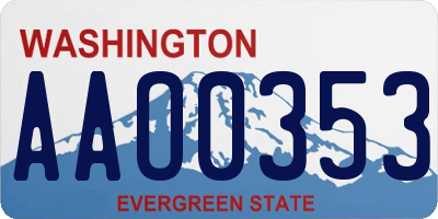 WA license plate AAO0353
