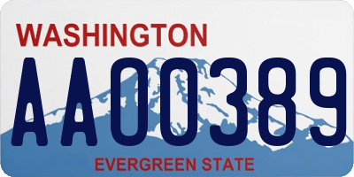 WA license plate AAO0389