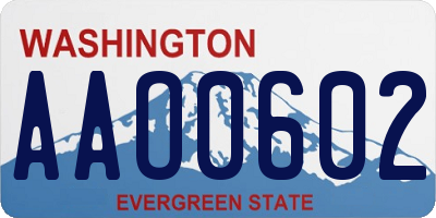 WA license plate AAO0602