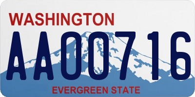 WA license plate AAO0716