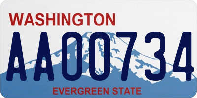 WA license plate AAO0734