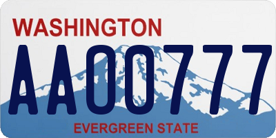 WA license plate AAO0777