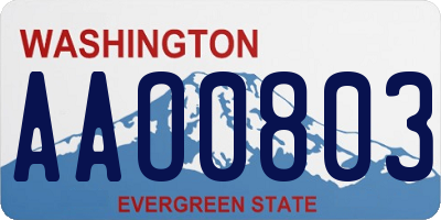 WA license plate AAO0803