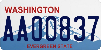 WA license plate AAO0837