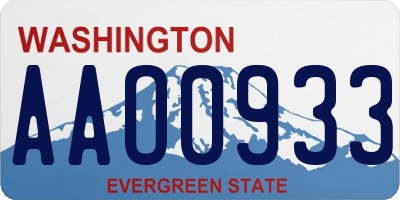 WA license plate AAO0933