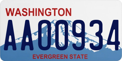 WA license plate AAO0934