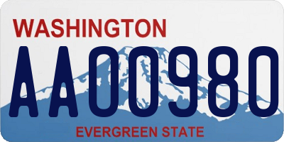 WA license plate AAO0980