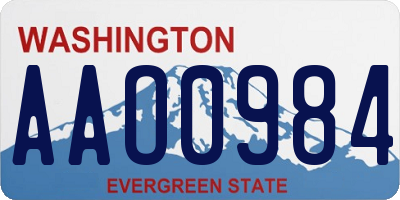 WA license plate AAO0984